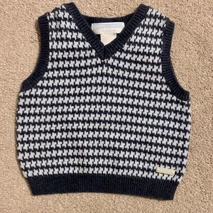 Janie and Jack Layette Sweater Vest, Dark Gray/Light Blue - Size 0-3 mos (EUC)